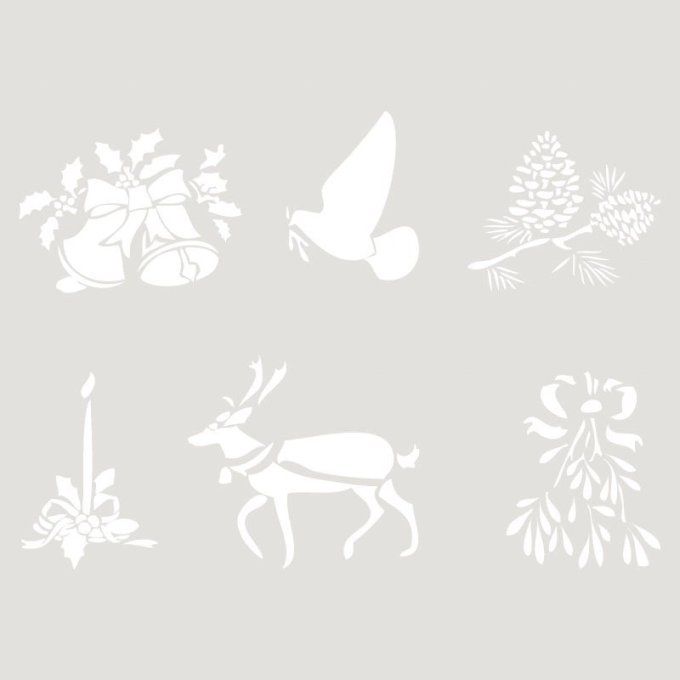 Pochoir 6 sujets de Noël