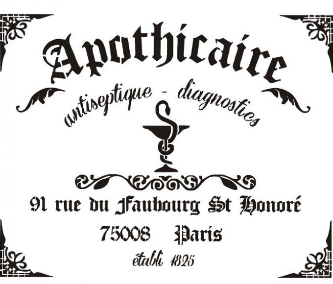 Pochoir Apothicaire