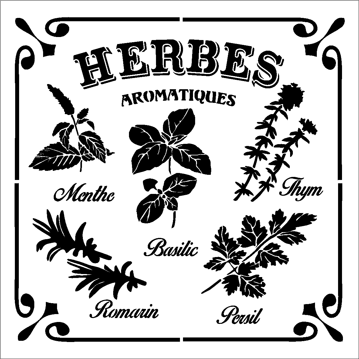 Pochoir Herbes Aromatiques