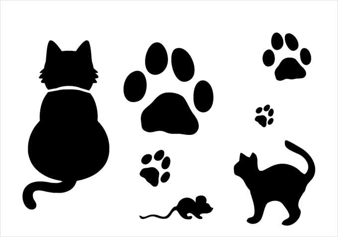 Pochoir Chat et Empreintes