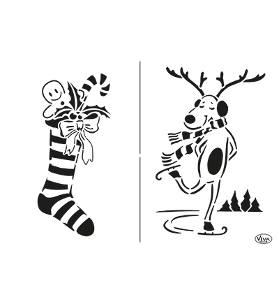 Pochoir Chaussette  de Noël & Cerf