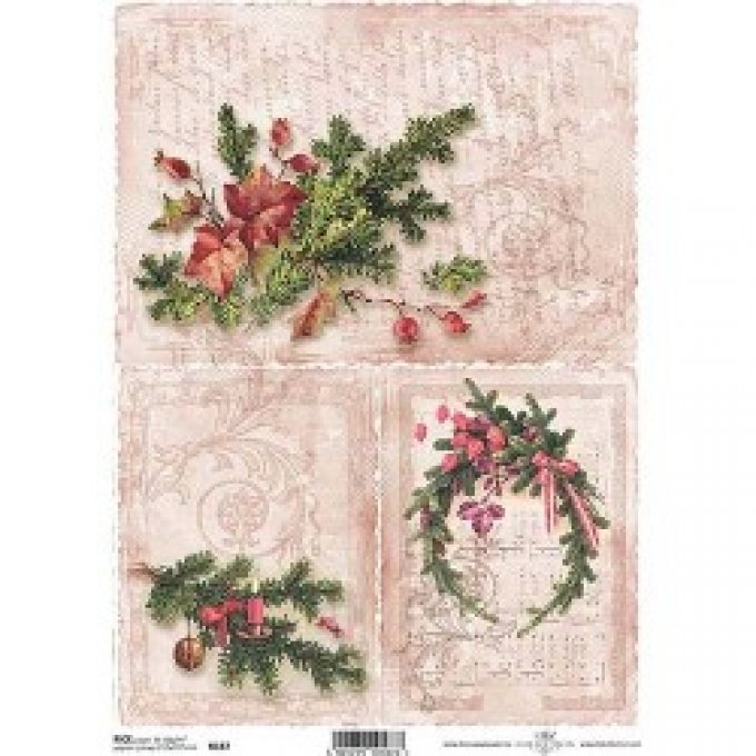 Papier de Riz Branches de Sapin R0187