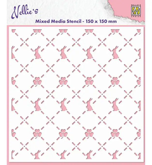 Pochoir Fond Lapins et Trèfles