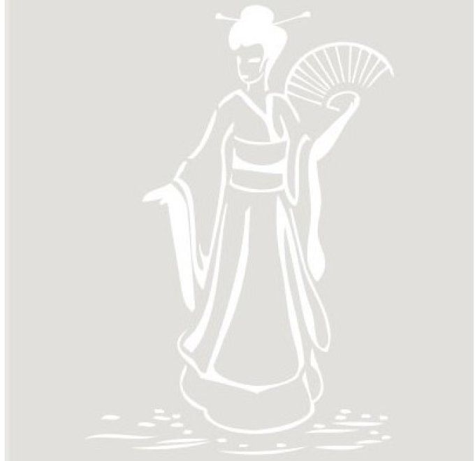 Pochoir Geisha à l'éventail