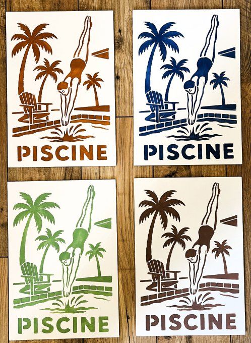 Pochoir Piscine - Collection Atelier Gris Céleste 