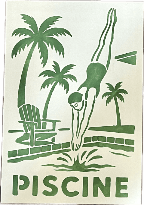 Pochoir Piscine - Collection Atelier Gris Céleste 