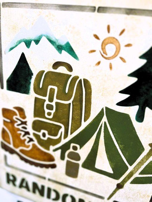 Pochoir Randonnée - Collection Atelier Gris Céleste