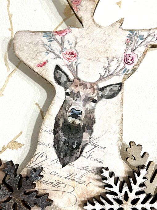 Papier de Riz Cerfs fleuris R1312