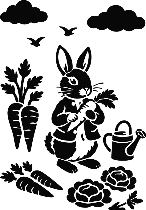 Pochoir Lapinou Jardinier
