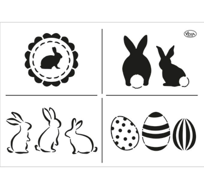 Pochoir Lapins et Œufs de Pâques