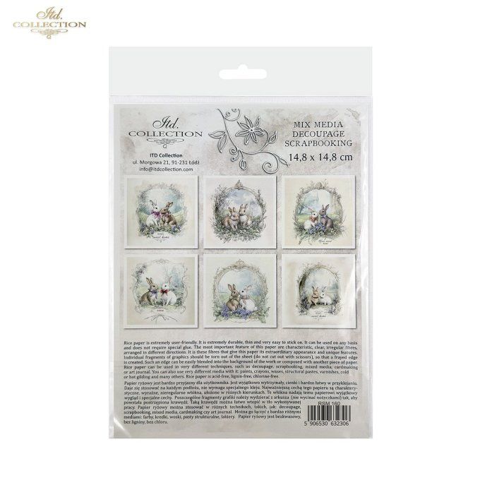 Papier de Riz Lapins Home Sweet Home x 6 RSM160