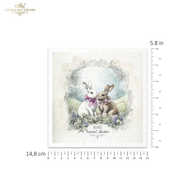 Papier de Riz Lapins Home Sweet Home x 6 RSM160