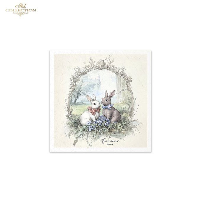 Papier de Riz Lapins Home Sweet Home x 6 RSM160