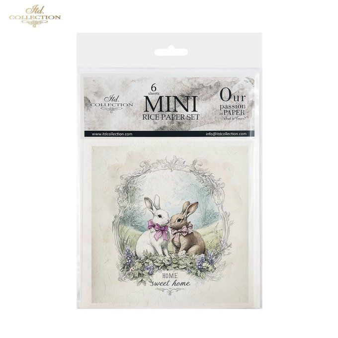 Papier de Riz Lapins Home Sweet Home x 6 RSM160