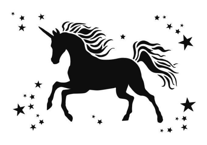 Pochoir Licorne aux étoiles