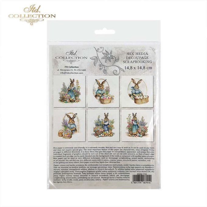 Papier de Riz Mme Lapin de Pâques x 6 RSM119