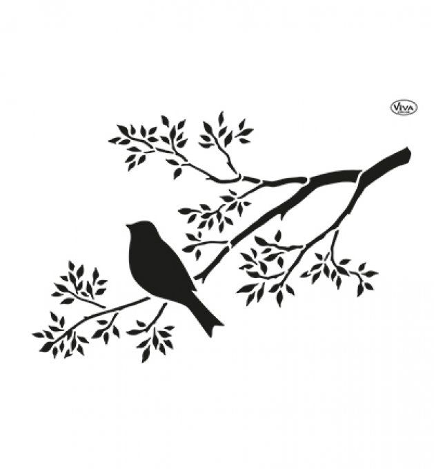 Pochoir Oiseau sur la Branche