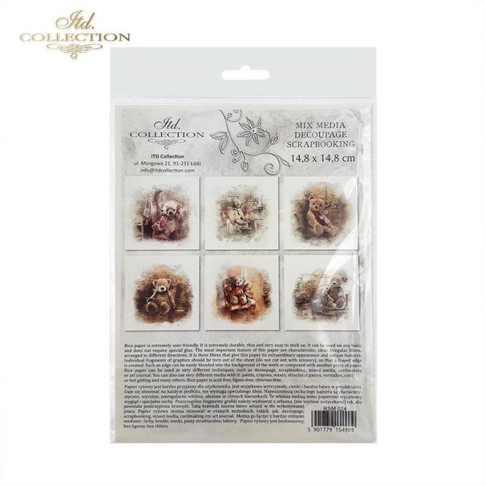 Papier de Riz Ours en peluche x 6 RSM024