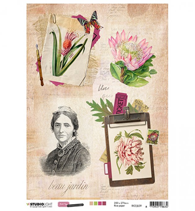 Papier de Riz Planche Botanique Lou RICEJL09