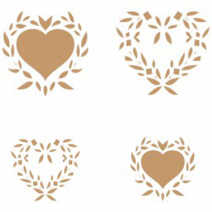 Pochoir 4 COEURS Shabby