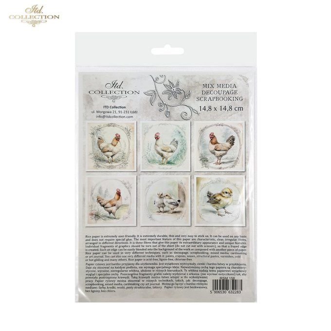 Papier de Riz Poules et poussins x 6 RSM158
