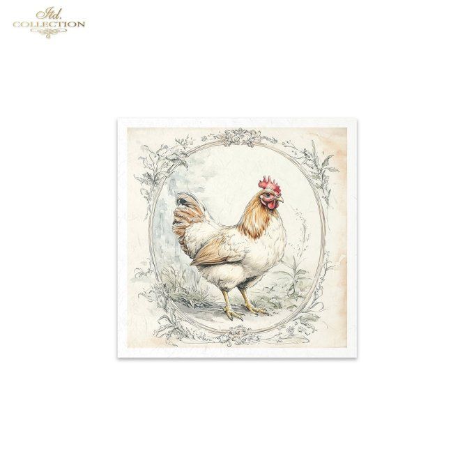 Papier de Riz Poules et poussins x 6 RSM158
