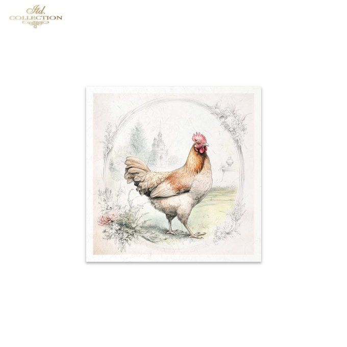 Papier de Riz Poules et poussins x 6 RSM158