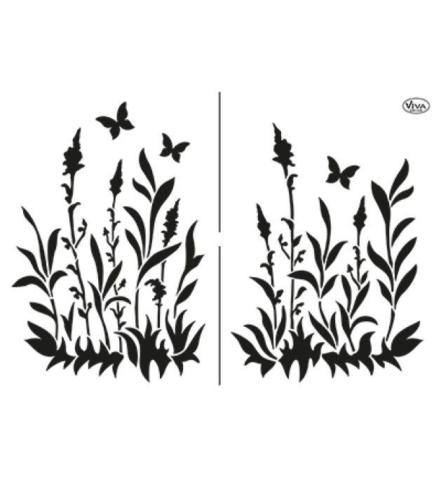 Pochoir Graminées et Papillons