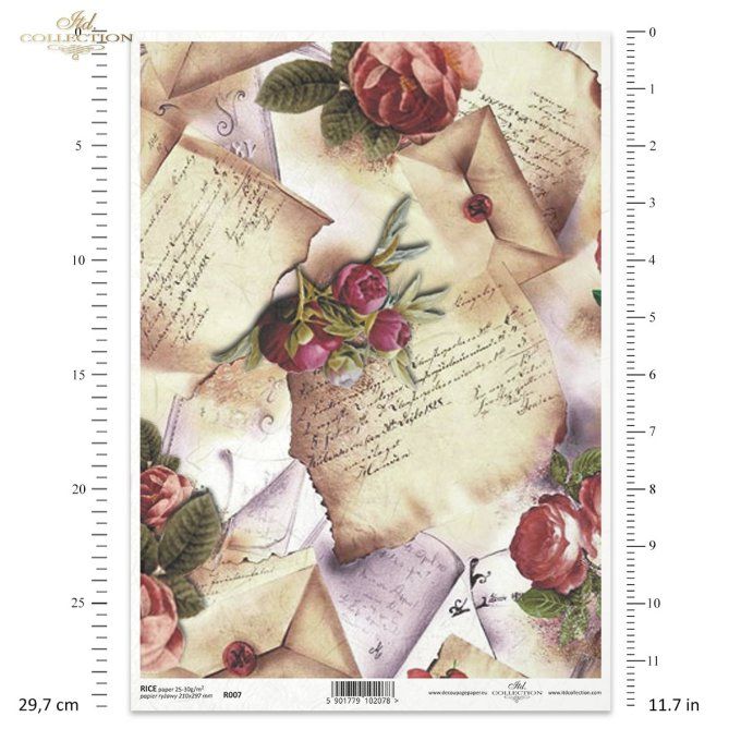 Papier de Riz Lettres et Pivoines R0007