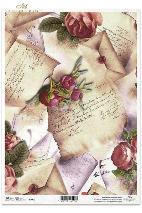 Papier de Riz Lettres et Pivoines R0007