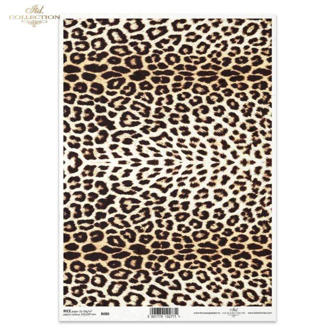 Papier de Riz Peau de Léopard Blanc R0080