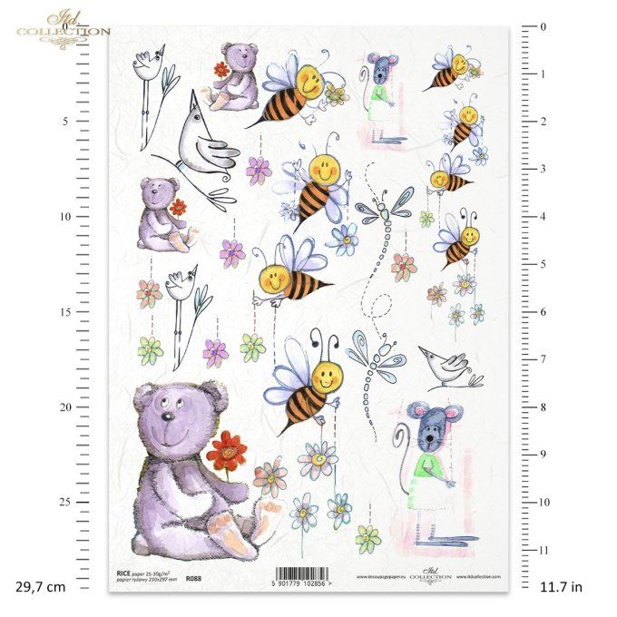 Papier de Riz Nounours et les abeilles R0088