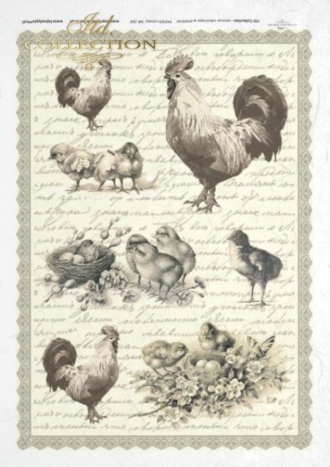 Papier de Riz Basse-cour Rétro R0268