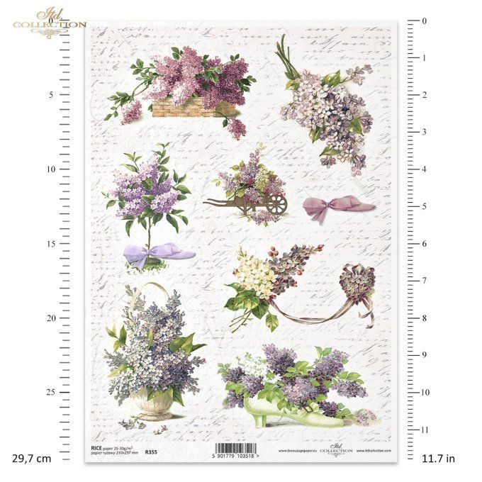 Papier de Riz Lilas fond manuscrit R0355