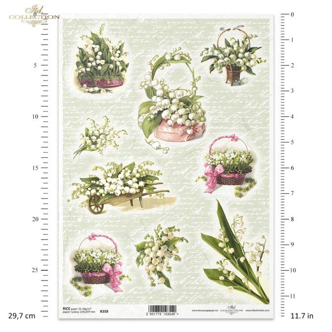Papier de Riz Paniers de muguets R0358