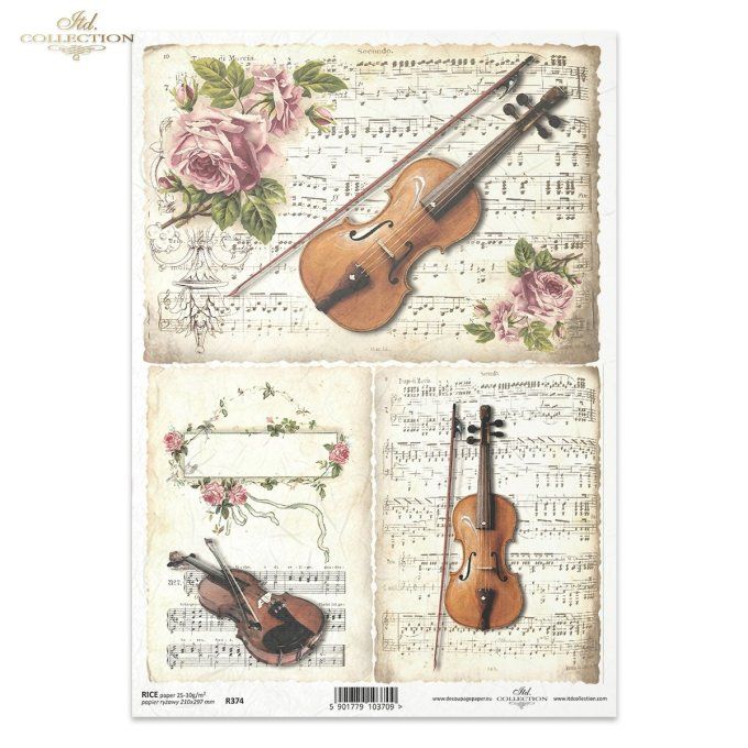 Papier de Riz Violons et Partitions R0374