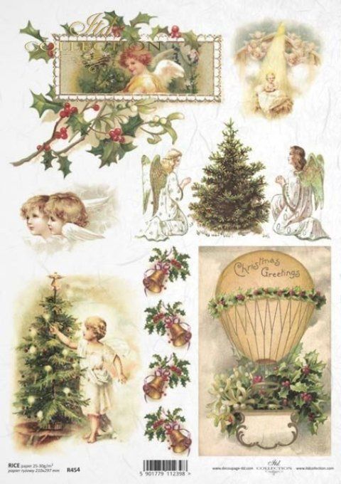 Papier de Riz Anges de Noël R0454