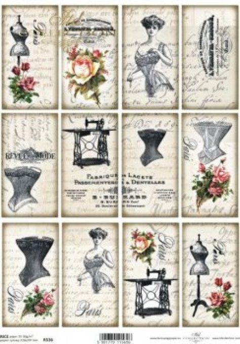 Papier de Riz Etiquettes Vintage R0536