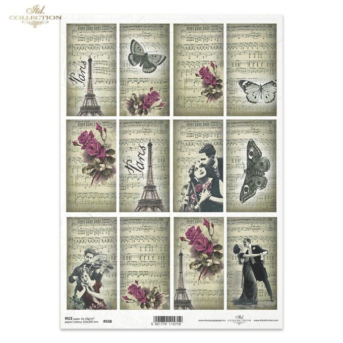 Papier de Riz Etiquettes Love in Paris R0538