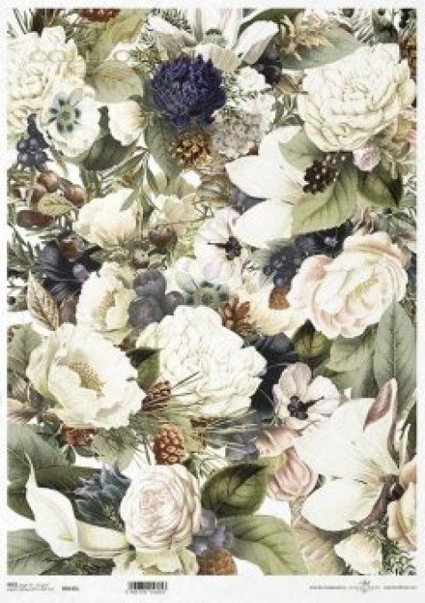 Papier de Riz Pivoines et Magnolias R0643L