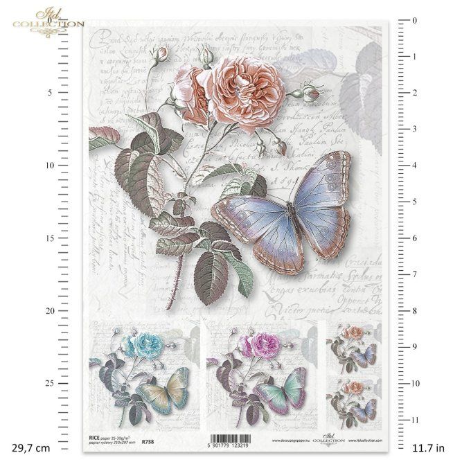 Papier de Riz Manuscrit Papillon R0738
