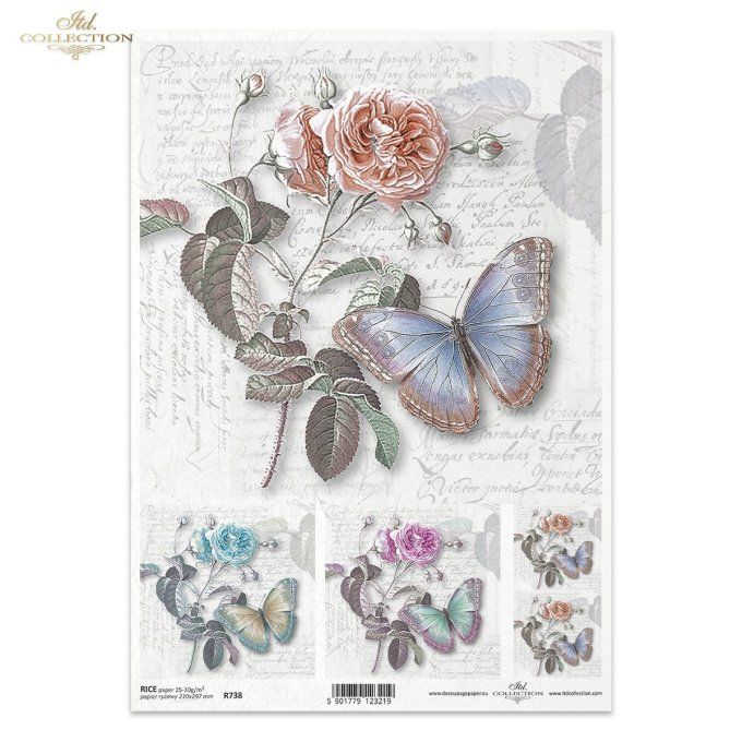 Papier de Riz Manuscrit Papillon R0738