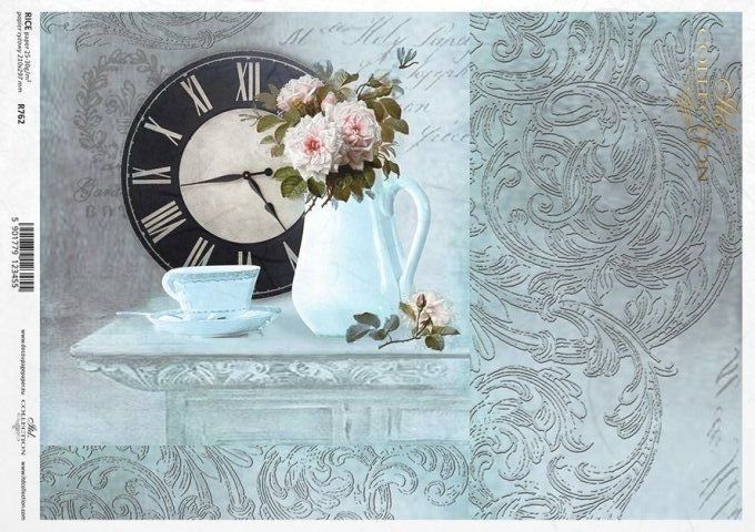 Papier de Riz Tea time Blue R0762