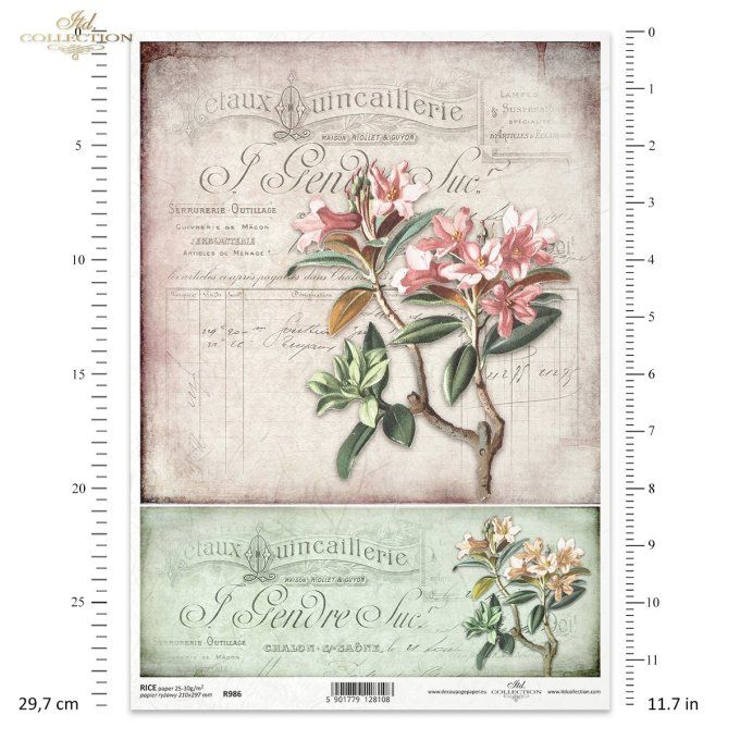 Papier de Riz Laurier rose R0986