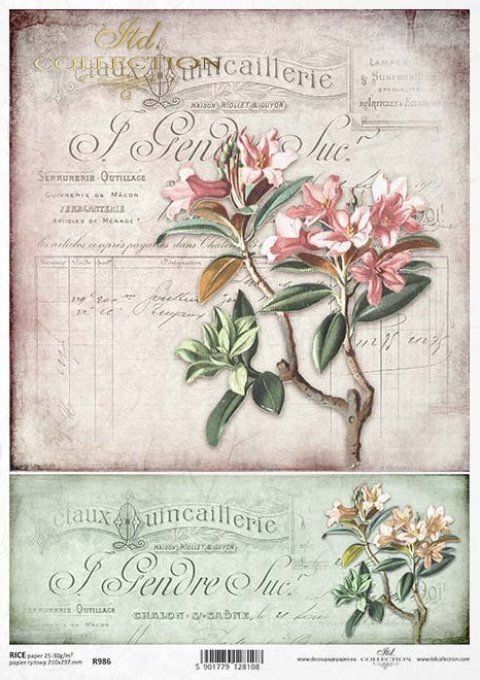 Papier de Riz Laurier rose R0986