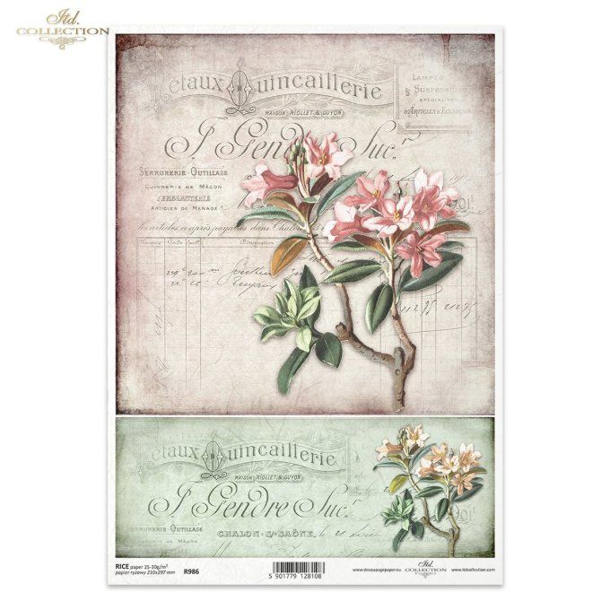 Papier de Riz Laurier rose R0986