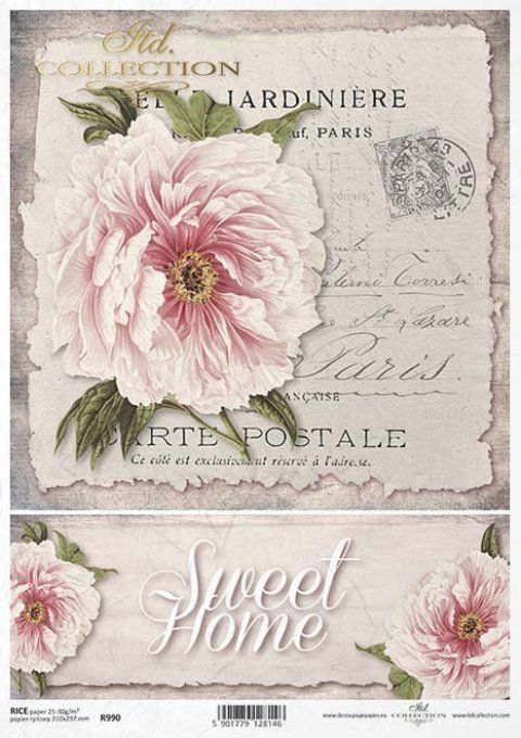 Papier de Riz Carte Postale Romantique R0990
