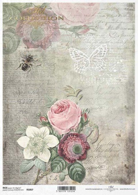 Papier de Riz Lettre rétro Ecritures & Abeille R1067