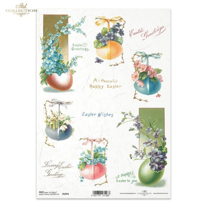 Papier de Riz Oeufs de Pâques Rubans R1074