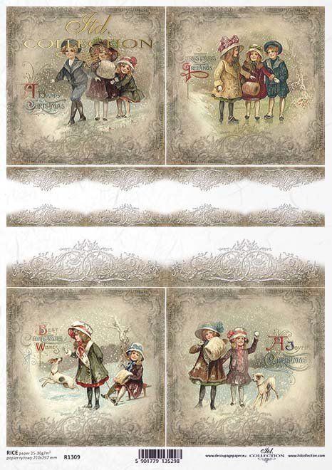 Papier de Riz Noël Enfants Vintage R1309